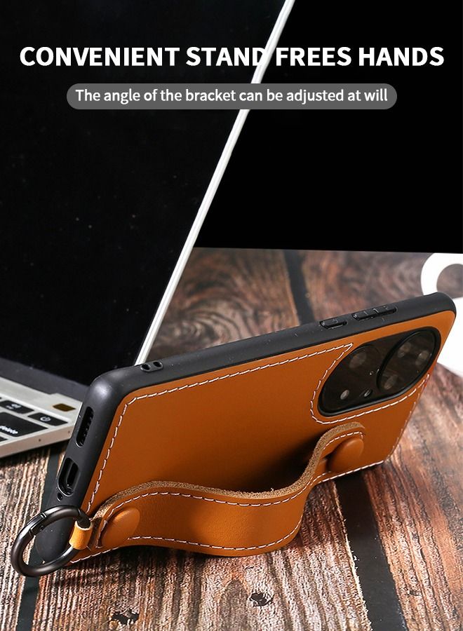 GROIC Designed for HUAWEI P50/P50E 6.5 Inch Phone Case with Wristband, Leather Phone Shell Stand Full Body Protection, All Inclusive Drop Resistant Business P50/P50E Phone Leather Cover - Image 4