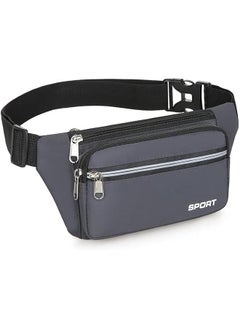 HOOKOR Fanny Pack Waist Packs for Men Women, Waist Bag Hip Pack for Hiking Travel Running Outdoor Sports. (Grey)  - Image 1