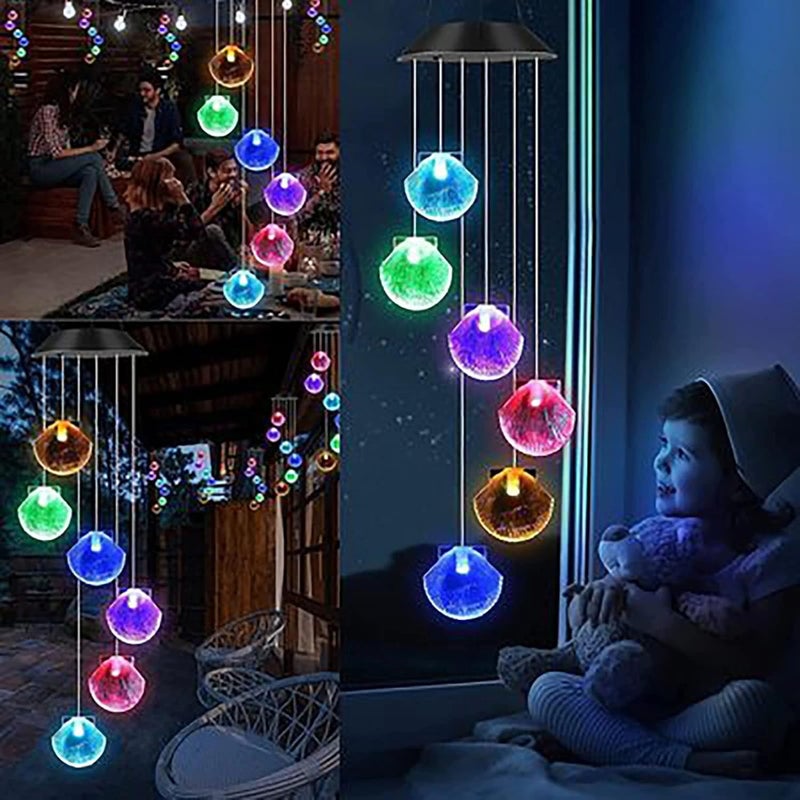 Natchcart Decorative Hanging Solar Wind Chimes, Led Color Changing Outdoor Indoor Waterproof Wind Mobile Lights For Balcony, Garden Decor, Great Gift Ideas (Shell), Multi Color - Image 4