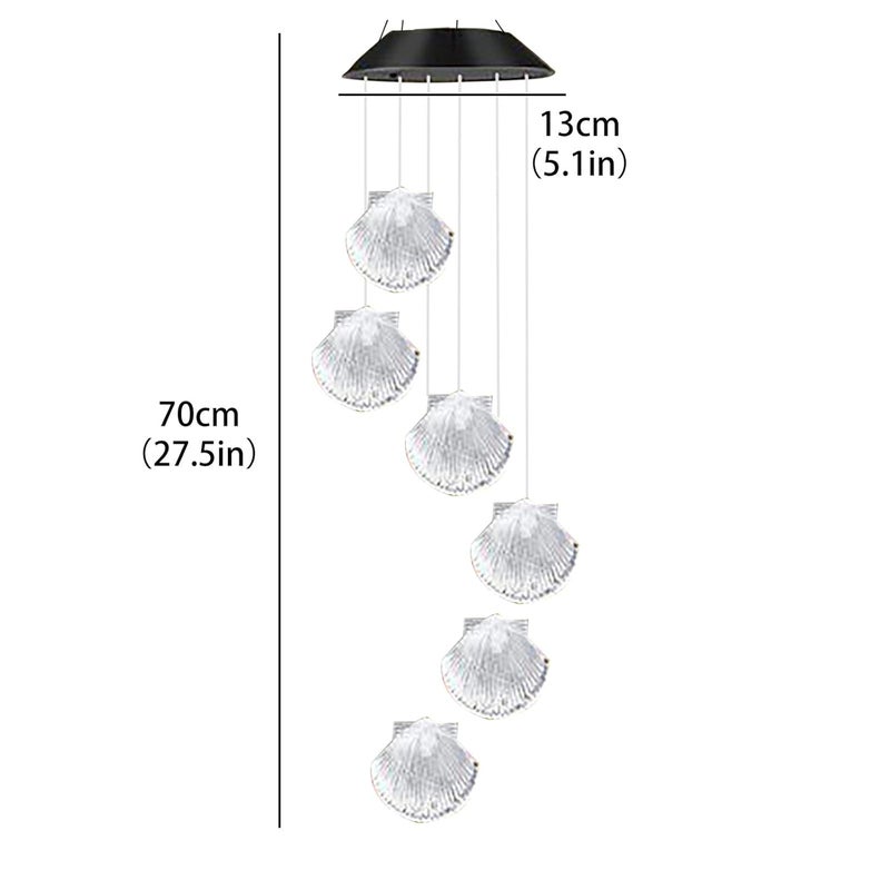 Natchcart Decorative Hanging Solar Wind Chimes, Led Color Changing Outdoor Indoor Waterproof Wind Mobile Lights For Balcony, Garden Decor, Great Gift Ideas (Shell), Multi Color - Image 2