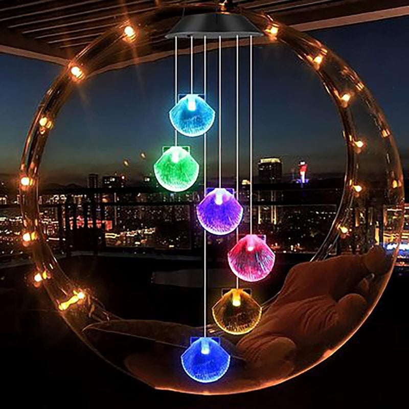 Natchcart Decorative Hanging Solar Wind Chimes, Led Color Changing Outdoor Indoor Waterproof Wind Mobile Lights For Balcony, Garden Decor, Great Gift Ideas (Shell), Multi Color - Image 5