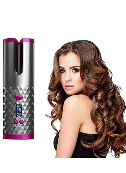 Cordless Automatic Hair Curler – Portable USB Rechargeable Curling Iron with LCD Temperature Display, Fast Heating & Auto-Rotating for Travel & Home (FHC61)