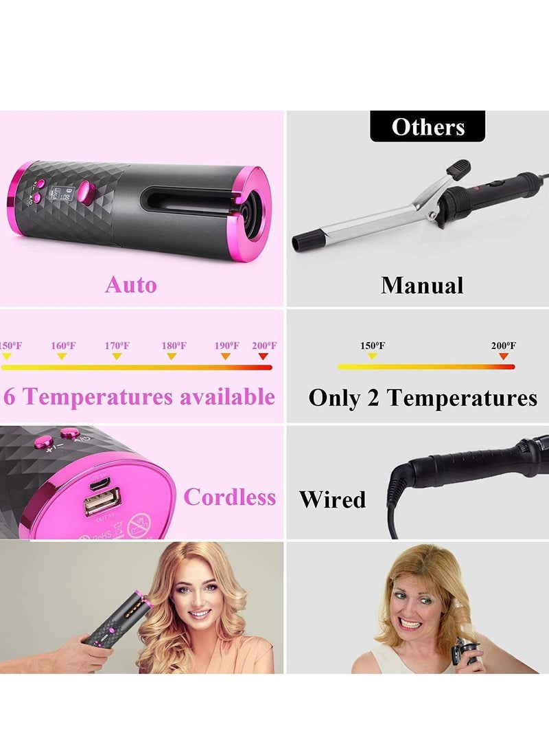 Generic - Cordless Automatic Hair Curler – Portable USB Rechargeable Curling Iron with LCD Temperature Display, Fast Heating & Auto-Rotating for Travel & Home (FHC61) - Image 1