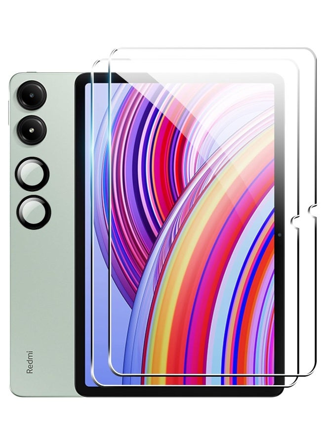 【2+1 Pack】 Screen Protector Compatible with Xiaomi Redmi Pad Pro/Poco Pad (2024 12.1 inch), Screen Protector Tempered Glass + Camera Lens Cover, HD 9H Hardness No Bubbles - Image 1