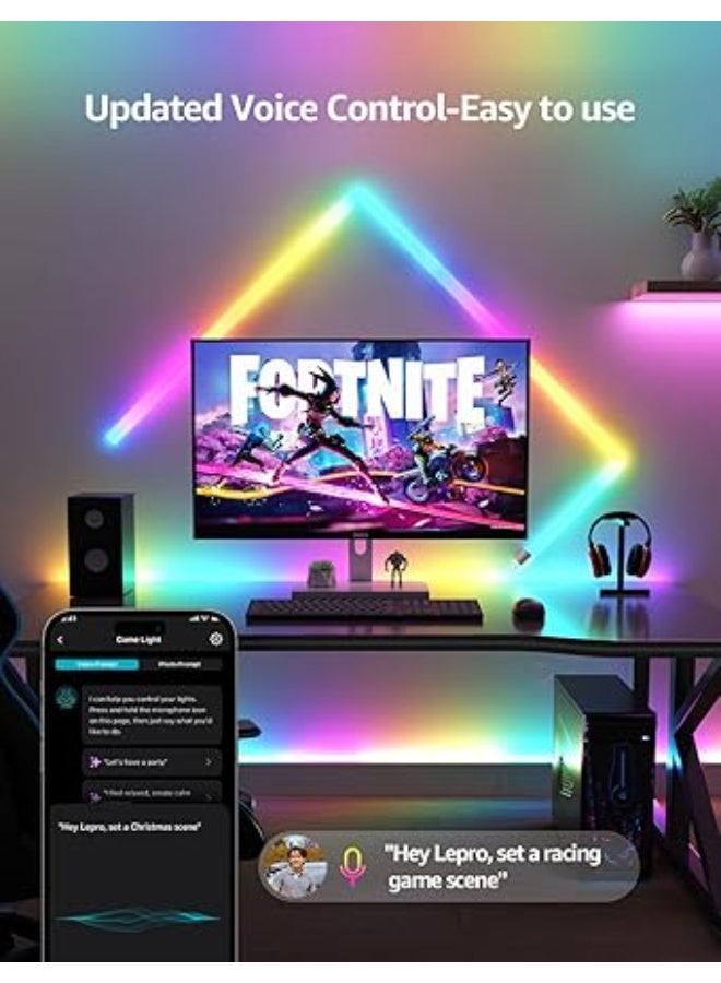 Lepro WL1 AI Smart Wall Light, Music Sync LED Light Bar, Voice Control, Segmented DIY, Personalized AI Lighting Designer, for Home Decor, Gaming Setup, Works with Alexa,8 Pcs with 4 Corners - Image 4