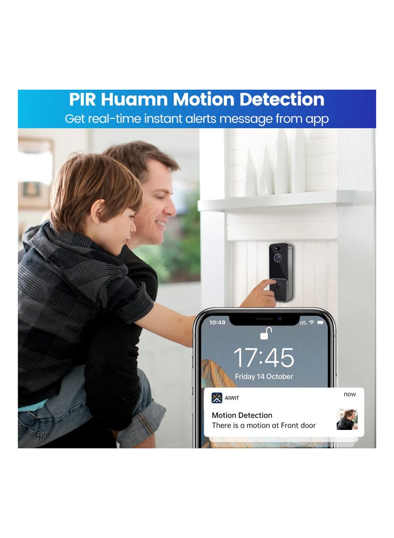 Zikra Doorbell Camera Wireless, Suntown WiFi Video Doorbell w/PIR Human Detection and App Alerts - 2-Way Audio, HD Night Vision, 155° Ultra Wide Angl, Compatible with iOS and Android - Image 3