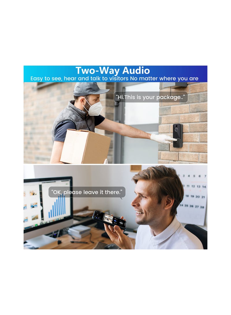 Zikra Doorbell Camera Wireless, Suntown WiFi Video Doorbell w/PIR Human Detection and App Alerts - 2-Way Audio, HD Night Vision, 155° Ultra Wide Angl, Compatible with iOS and Android - Image 2