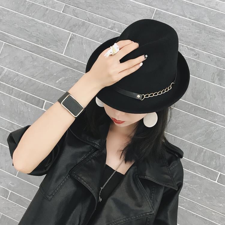 Winter Fedora Hat Unisex Ethnic Tapered Top  Felt Jazz Cap - Image 3