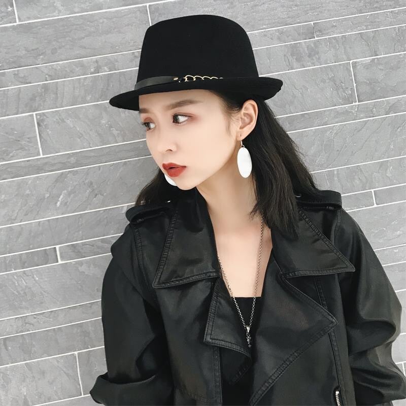 Winter Fedora Hat Unisex Ethnic Tapered Top  Felt Jazz Cap - Image 4