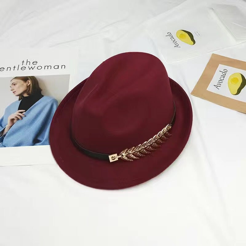 Winter Fedora Hat Unisex Ethnic Tapered Top  Felt Jazz Cap - Image 1