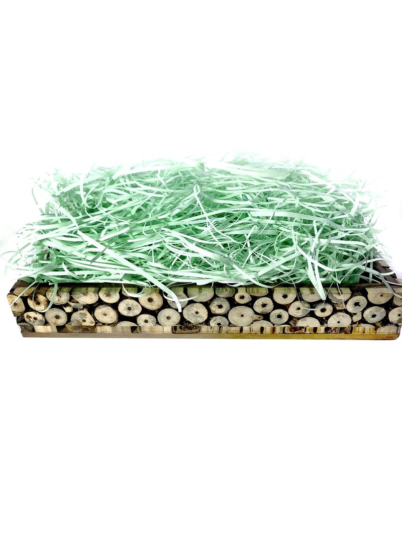 ECO SARRAS Eco Sarras thin shredded paper crinkle paper grass strips gift tray decoration gift hamper decorations gift box fillers wedding birthday valentines day gift 1000 Grams 1 KG Light Olive  - Image 1