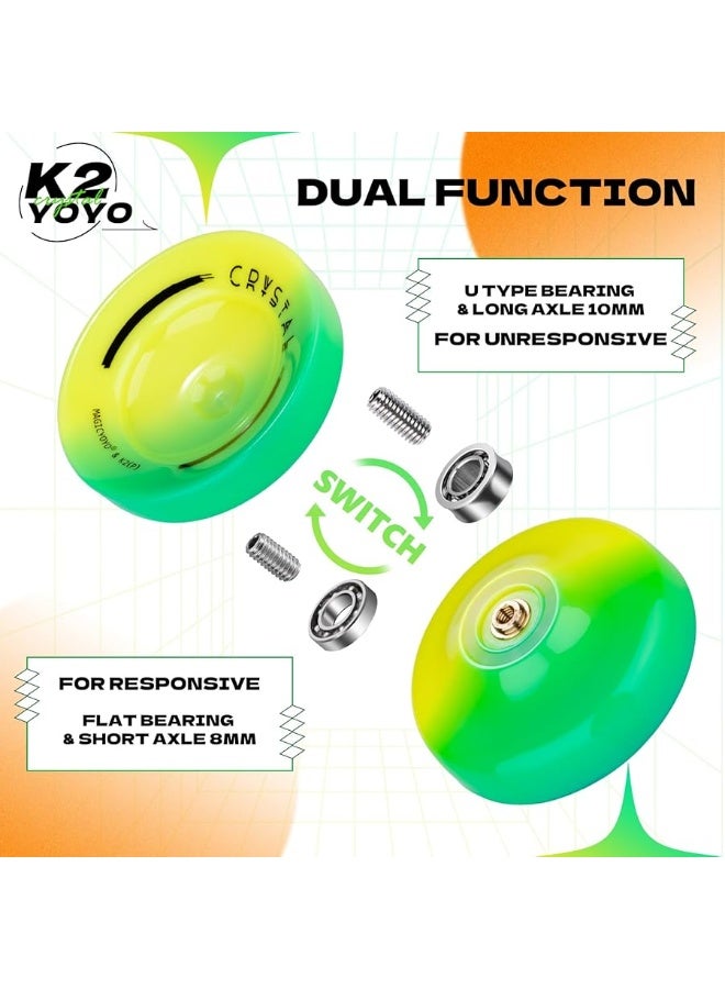 MAGICYOYO K2 Responsive Yoyo for Kids, Professional Yoyo for Beginner, Dual Purpose Yo-yo Replacement Unresponsive Bearing for Adults/Advanced+12 Yo yo Strings+Bearing Remover (Yellow Green Gradient) - Image 5