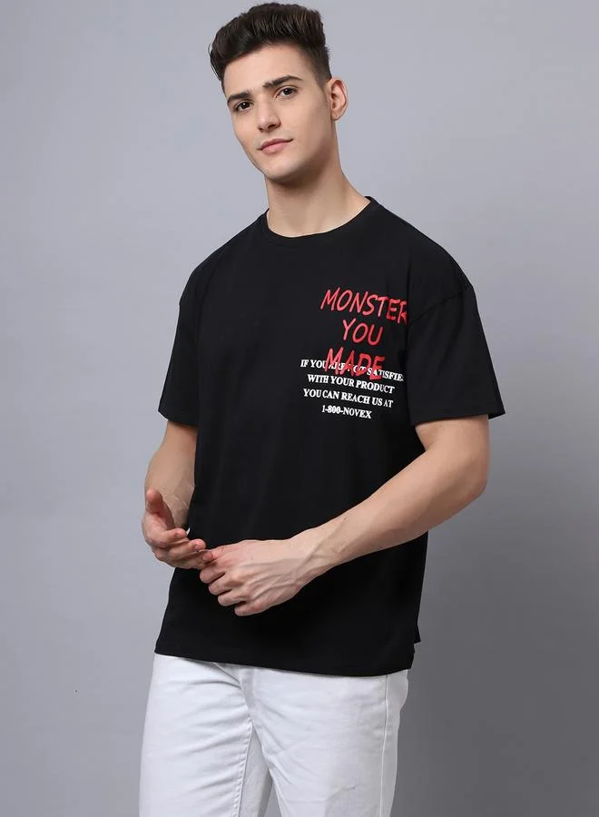 Styli Men Black Graphic Print Oversized T-Shirt By Door74