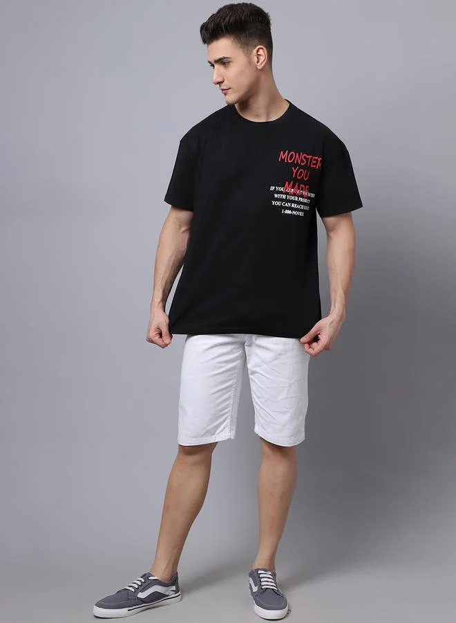 Styli Men Black Graphic Print Oversized T-Shirt By Door74
