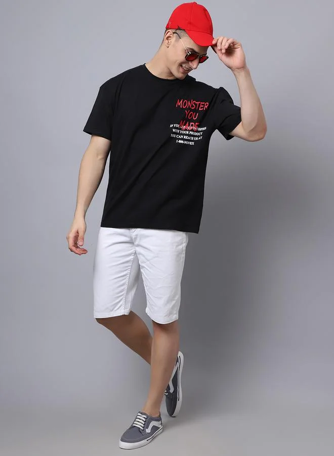 Styli Men Black Graphic Print Oversized T-Shirt By Door74