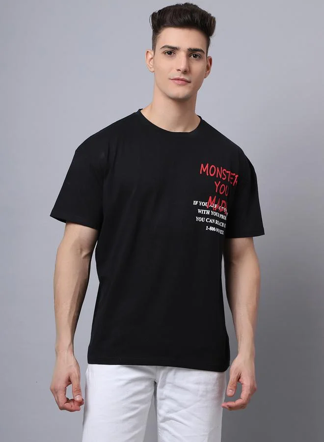 Take Two Men Black Graphic Print Oversized T-Shirt