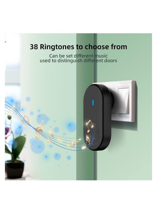 Wireless Doorbell Kit for Homes and Offices - IP65 Waterproof, Front and Rear Door Distinction, 1050+ Feet Range, 38 Melodies - Ideal for Home, Office, and Classroom Use(European Standard Plug) - Image 3