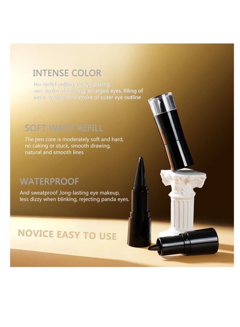 Captaintech Black Gel Eyeliner Pen Set, 4Pcs Eye Black Eyeshadow Stick Makeup, Matte Waterproof Eye Liner Pencils, Cat Eye Eyeliner Stamp stencils Tool Suitable for novice makeup, beautiful makeup - Image 1