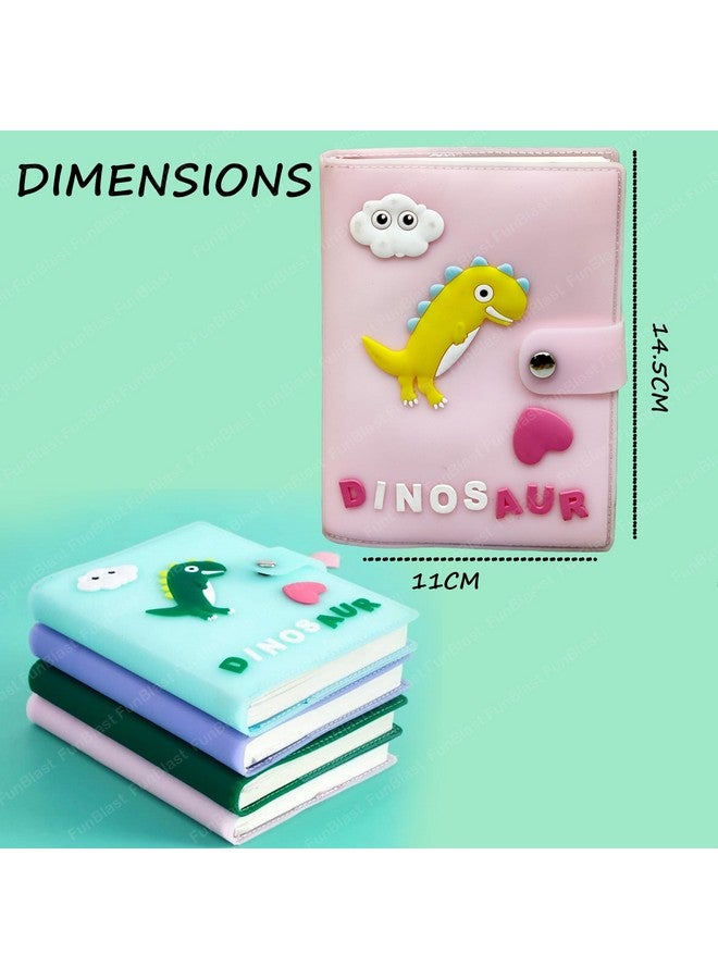 FunBlast FunBlast Diary - A6 Size, Dinosaur Theme Diary, Diary with Button Lock, Diary for Girls, Notepad Diary, Return Gifts for Kids, Diary for Journaling with Silicone Cover (90+ Pages) (Pink)  - Image 2