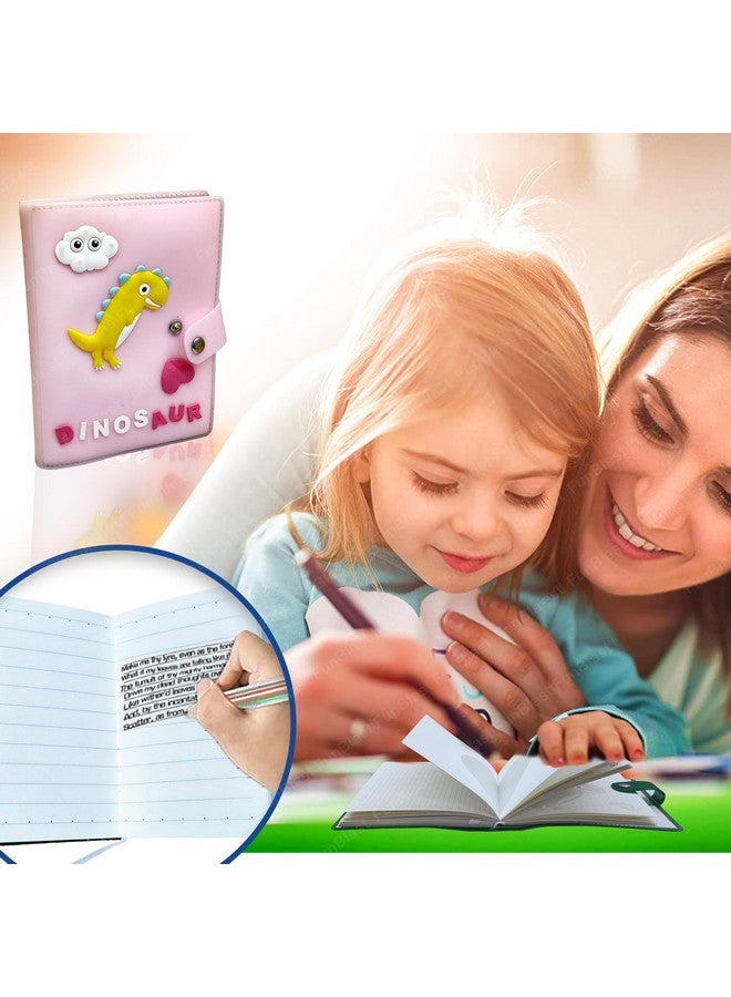 FunBlast FunBlast Diary - A6 Size, Dinosaur Theme Diary, Diary with Button Lock, Diary for Girls, Notepad Diary, Return Gifts for Kids, Diary for Journaling with Silicone Cover (90+ Pages) (Pink)  - Image 4