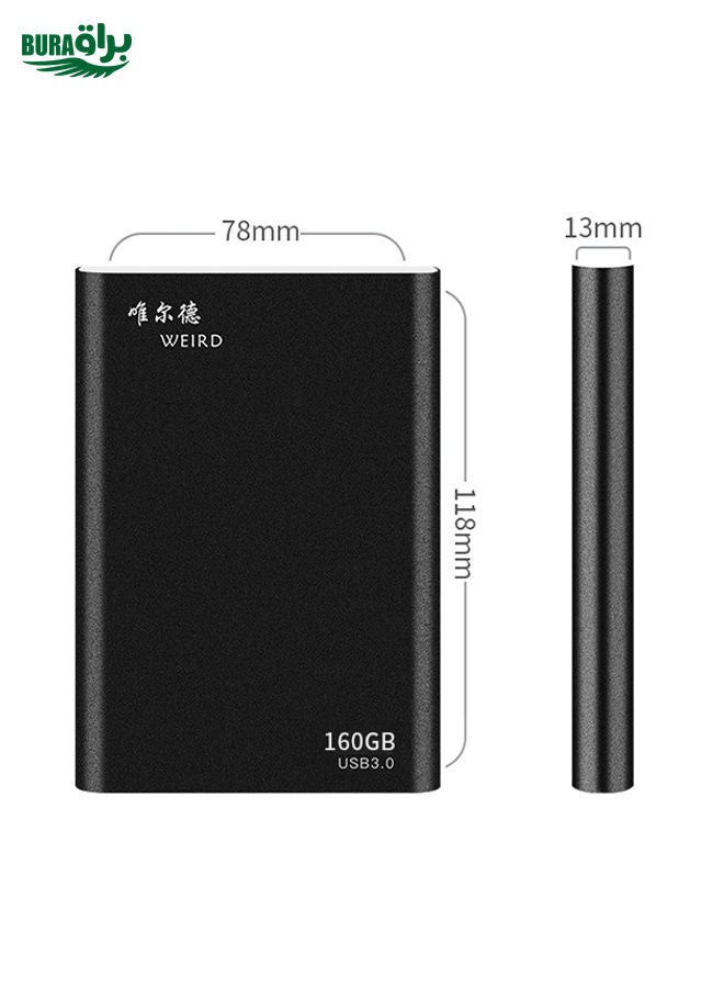 BURAQ WEIRD 160GB 2.5 inch USB 3.0 High-speed Transmission Metal Shell Ultra-thin Light Mobile Hard Disk Drive(Black) - Image 3