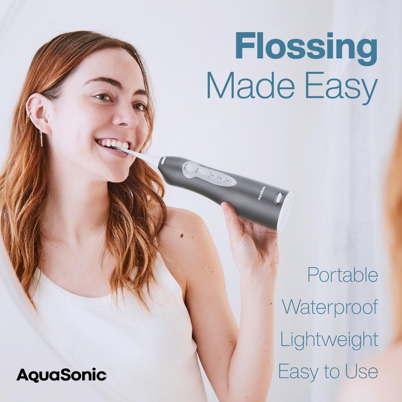AquaSonic Water Flosser - Cordless Rechargeable Water Flossers for Teeth Cleaning - Waterproof Aqua Flosser, Portable Oral Irrigator for Dental Cleaning with 5 Jet Tips â€“ Braces Home Travel - Image 2