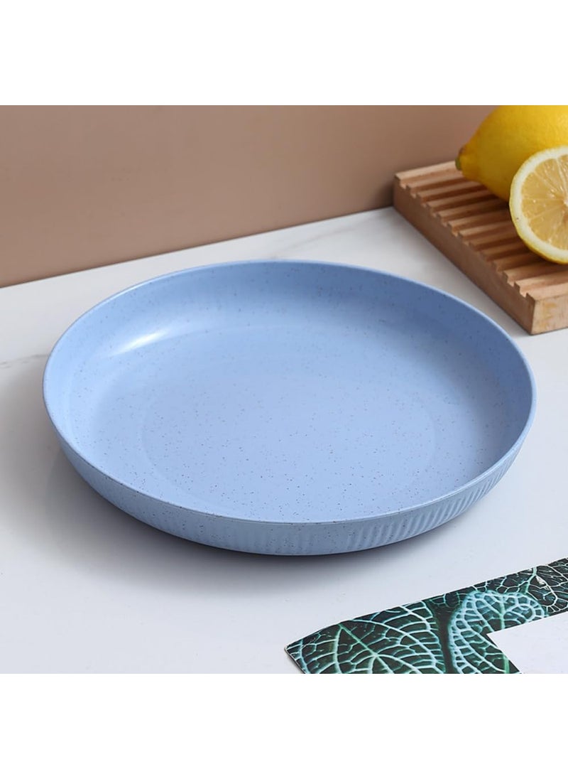 Trifecta Trifecta Wheat Straw Dinner Dishes Deep Plate 9 Unbreakable Plates Set of 6 Lightweight Plastic Plate Reusable for Kitchen Party Camping Picnic Dishwasher Microwave Safe 4 Blue  - Image 2