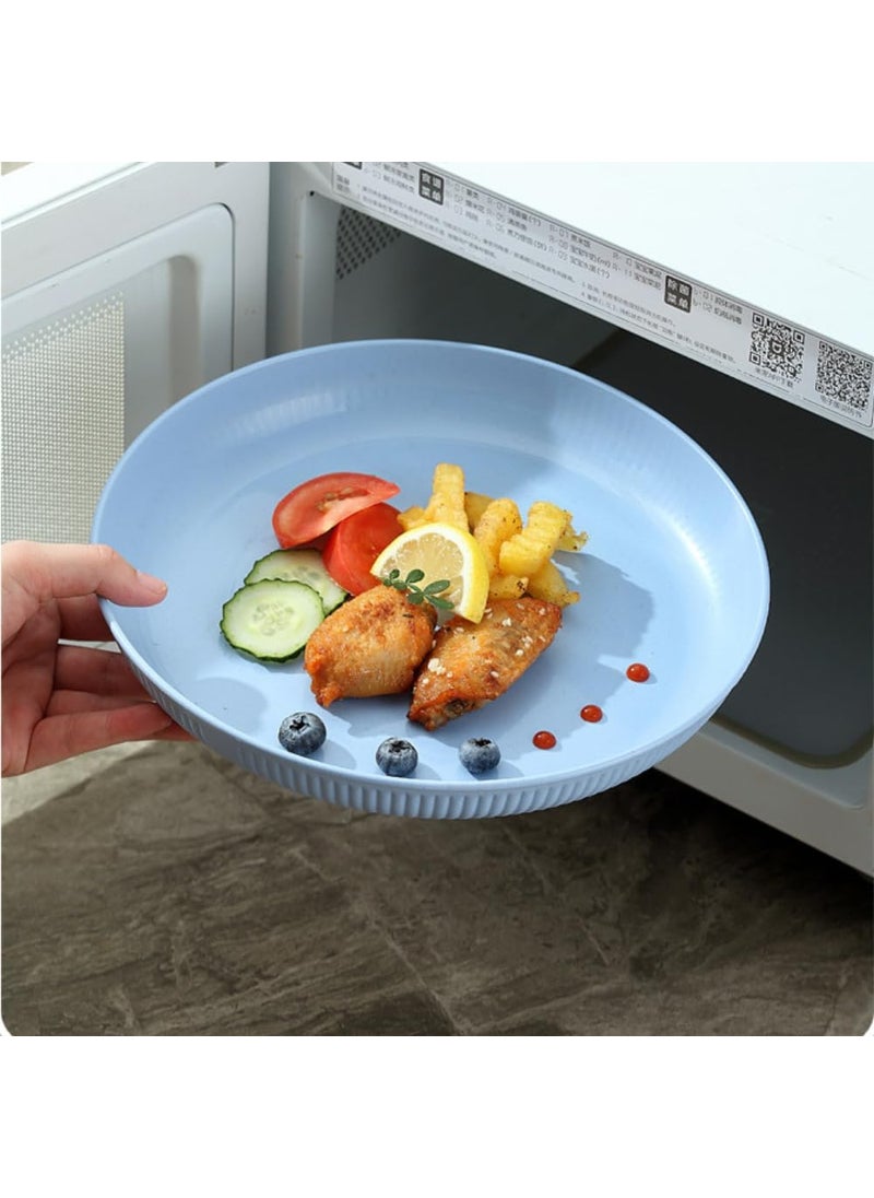 Trifecta Trifecta Wheat Straw Dinner Dishes Deep Plate 9 Unbreakable Plates Set of 6 Lightweight Plastic Plate Reusable for Kitchen Party Camping Picnic Dishwasher Microwave Safe 4 Blue  - Image 3
