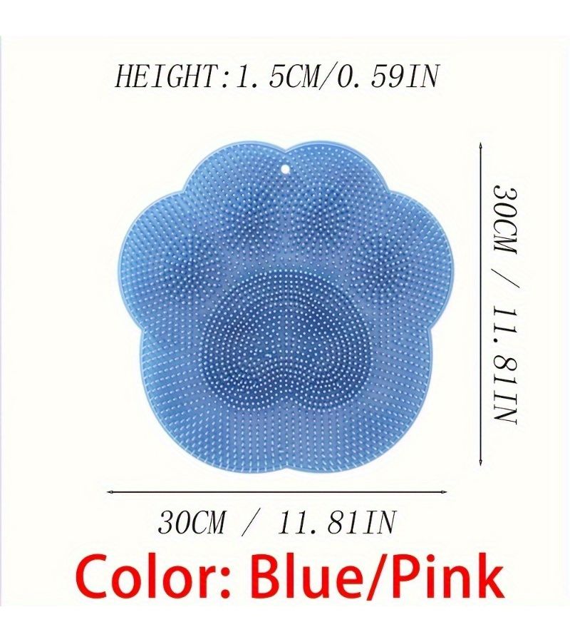 Blue Silicone Mat for Scrubbing Feet and Back Slip Resistant Easy Clean Bath Massage Pad - Image 5