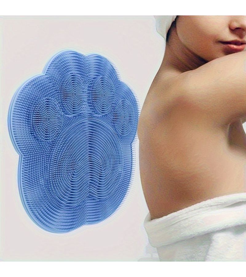 Blue Silicone Mat for Scrubbing Feet and Back Slip Resistant Easy Clean Bath Massage Pad - Image 3