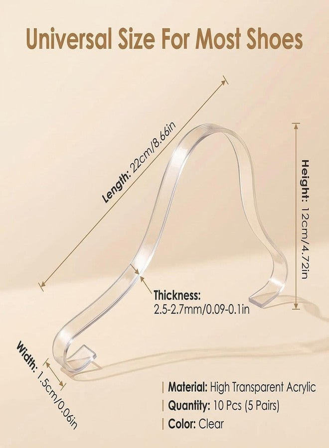 SYBL 10Pcs/5 Pair Durable Clear Acrylic Shoe Display Stand Shoe Supports Shaper Forms Inserts for Shoe Store Retail Shop or Home Display Storage Use Home Decoration - Image 2