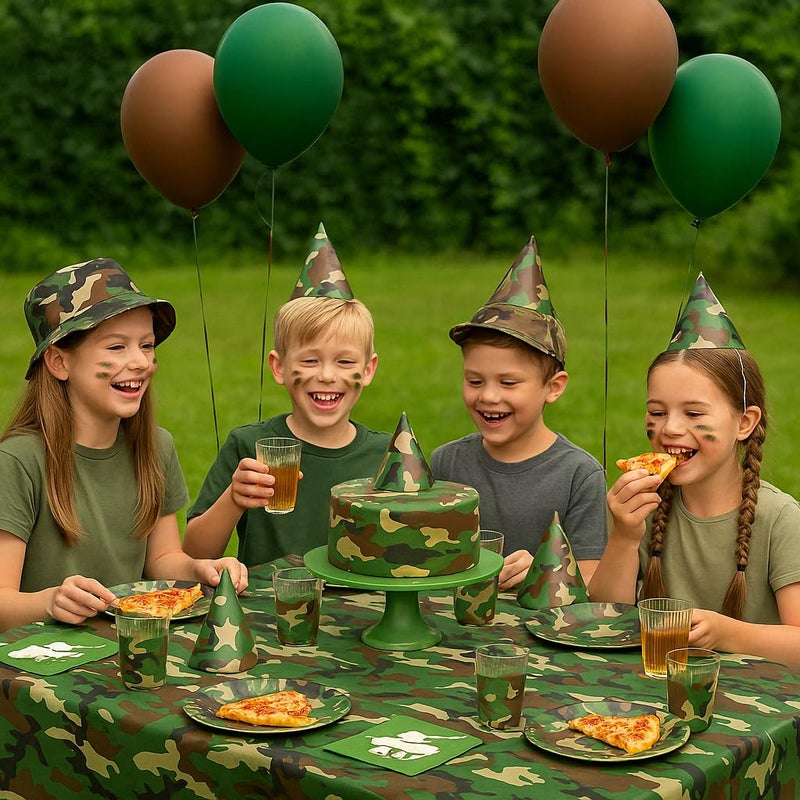 Oojami Serves 30 Complete Party Pack Camouflage Party Supplies 9" Dinner Paper Plates 7" Dessert Paper Plates 12 oz Cups 3 Ply Napkins Camouflage Themed Birthday Party Supplies - Image 2