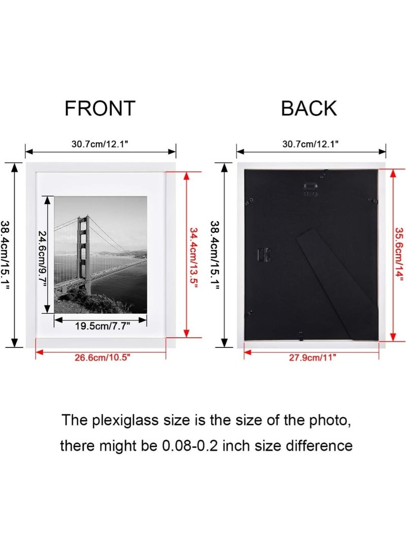 LIMOS 4 Pack 11x14 Picture Frames, Display Pictures 8x10 with Mat or 11x14 Without Mat, Picture Frames Made of Solid Wood for Wall Mounting or Table Top, Mounting Hardware Included 11x14 inch White - Image 2