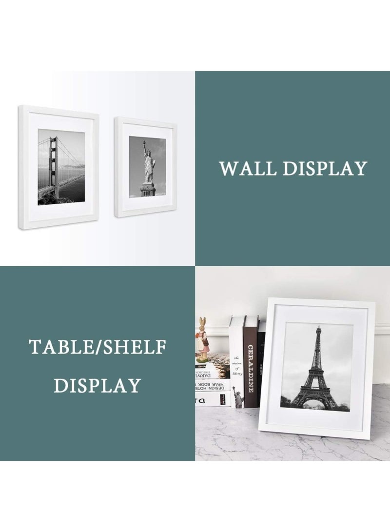 LIMOS 4 Pack 11x14 Picture Frames, Display Pictures 8x10 with Mat or 11x14 Without Mat, Picture Frames Made of Solid Wood for Wall Mounting or Table Top, Mounting Hardware Included 11x14 inch White - Image 3