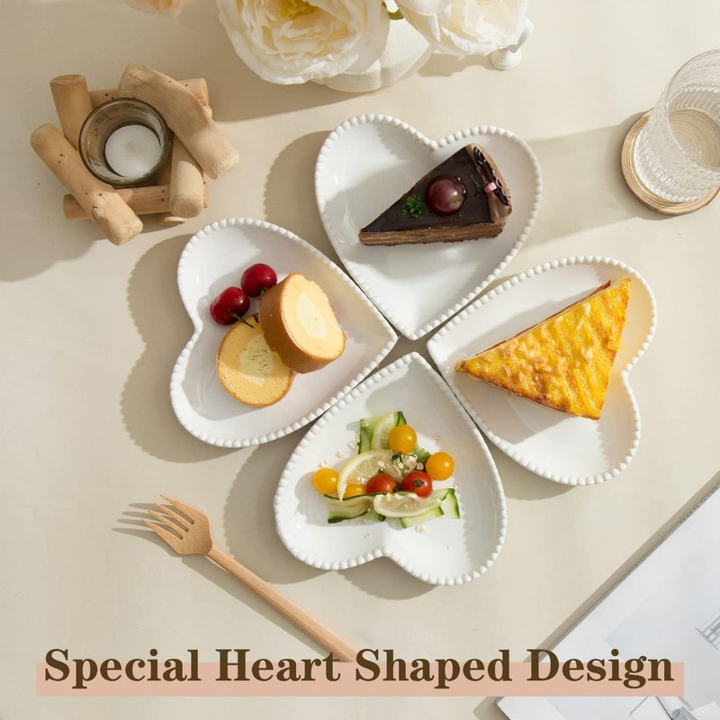 BABALIU 63 Inch Porcelain Appetizer Plates Set of 10 Heart Shape Small Dinner Plates White Dessert Salad Plates Serving Dishes for Cake Snack Ice Cream Waffles Microwave Oven Dishwasher Safe - Image 4