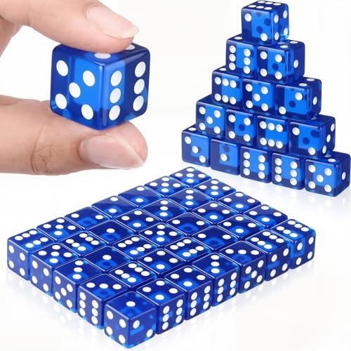 Seenelling 36 Pcs 19 mm Casino Style Craps Dice Sets Acrylic D6 Dice Square WRounded Edge for Casino Craps Table Games and Board GamesTransparent Blue - Image 5