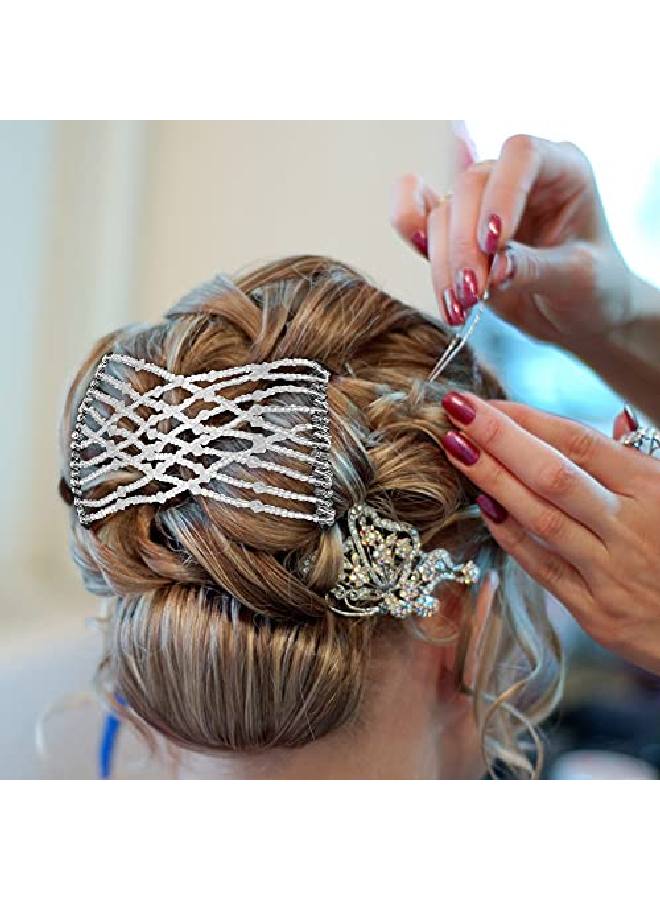 CCbeauty 6 Pcs Magic Hair Comb Elastic Beaded Hair Clips Women Decorative Accessoriesbride Double Slides Stretching Hairpins Combs For Ladies Girls Popular Hairstyles - Image 5