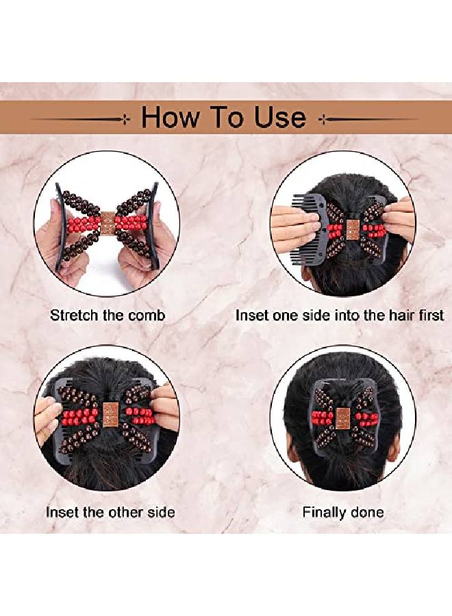 CCbeauty 6 Pcs Magic Hair Comb Elastic Beaded Hair Clips Women Decorative Accessoriesbride Double Slides Stretching Hairpins Combs For Ladies Girls Popular Hairstyles - Image 4