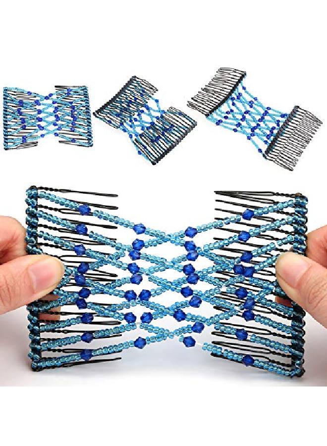 CCbeauty 6 Pcs Magic Hair Comb Elastic Beaded Hair Clips Women Decorative Accessoriesbride Double Slides Stretching Hairpins Combs For Ladies Girls Popular Hairstyles - Image 3