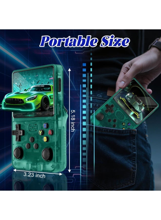 JAJEEK R36S Retro Handheld Game Console 3.5 Inch Screen, Open Source Linux System Portable Gaming Device with 64GB TF Card, 3000mAh Battery, Large Built-In Game Library, Green - Image 4