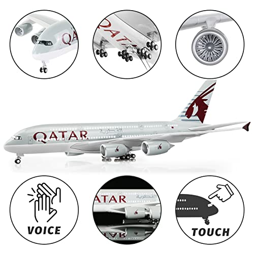 Lose Fun Park 1:160 Scale Large Model Airplane Qatar A380 Plane Models Diecast Airplanes with LED Light for Collection or Gift - Image 2