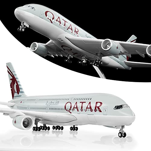 Lose Fun Park 1:160 Scale Large Model Airplane Qatar A380 Plane Models Diecast Airplanes with LED Light for Collection or Gift - Image 1