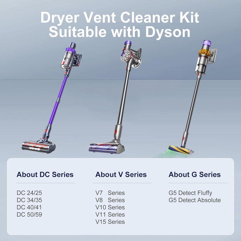 Nukisa ملحق شفط الوبر من المجفف متوافق مع مكنسة الأتربة اللاسلكية Dyson من طرازات V15، V12، V11، V10، V8، V7 (Gen5)، مجموعة أدوات تنظيف مروحة المجفف المرنة، يحتوي على قفل للمفتاح، لذا لا حاجة للضغط على المفتاح بقوة. - Image 3
