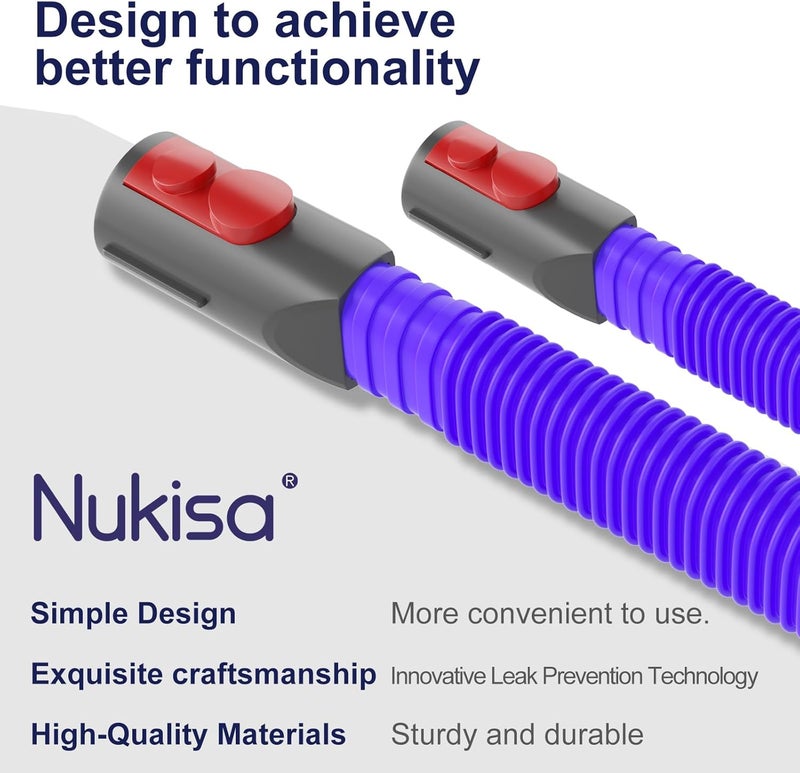 Nukisa ملحق شفط الوبر من المجفف متوافق مع مكنسة الأتربة اللاسلكية Dyson من طرازات V15، V12، V11، V10، V8، V7 (Gen5)، مجموعة أدوات تنظيف مروحة المجفف المرنة، يحتوي على قفل للمفتاح، لذا لا حاجة للضغط على المفتاح بقوة. - Image 5