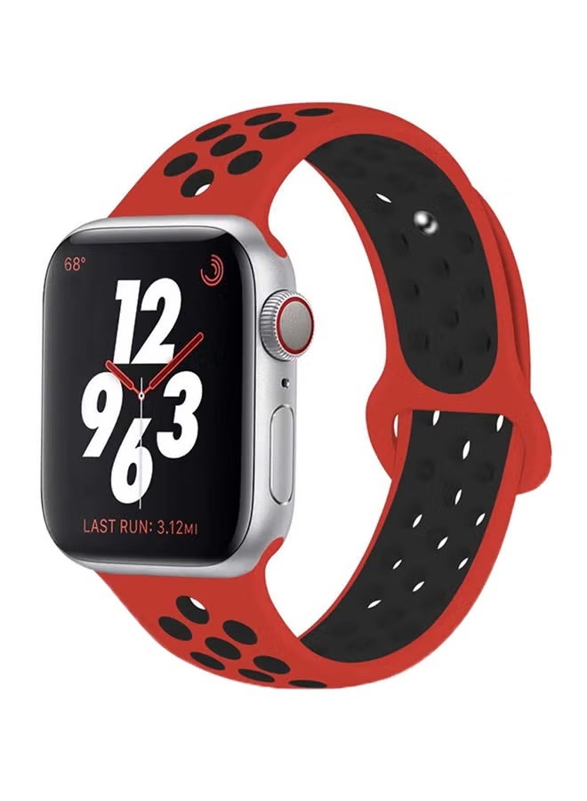 Eworld Replacement Band For Apple Watch Series 1/2/3/4 42mm 44mm Black/Red - Image 1