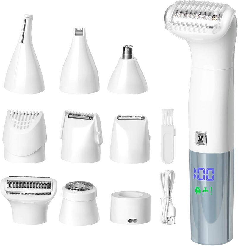 ATG Epilator for Women 6in1 Painless Body Shaver Facial Hair Removal for Face Armpits Arms Legs with Display ScreenRechargeable