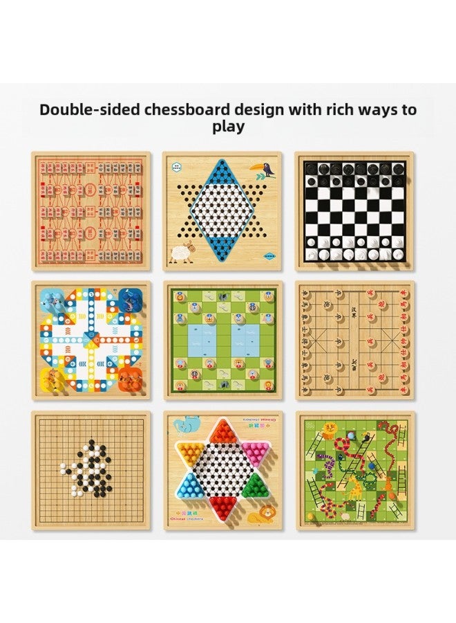 Xiao Mu Yi Children's Educational Checkers Colosseum Chess Multifunctional Chess Table Game Wooden All-in-One-Color:Xmy-top Version (fly + Five + Jump + Elephant + Snake + Bucket + Pop + Army)  - Image 5