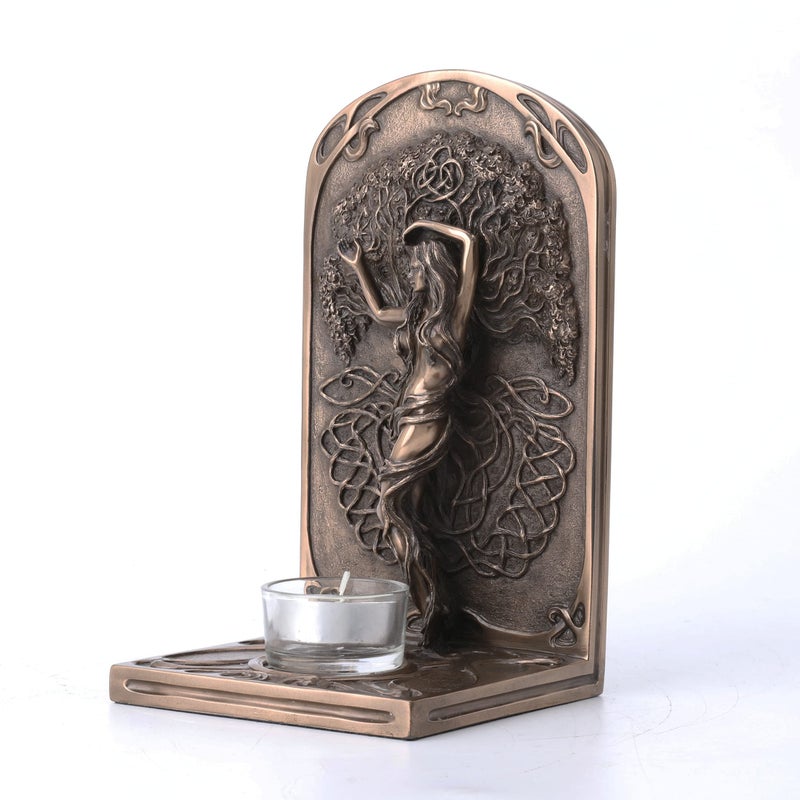 Veronese Design Earth Life Magic Tree of Life Tealight Candle Holder by Selina Fenech Cold Cast Resin Antique Bronze Finish - Image 2