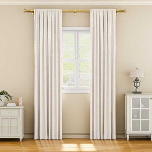 YaFex Curtain Rods 2 Pack 32-84 Inch, Heavy Duty 1 Inch Curtain Rod, Gold Long Adjustable Window Treatment Rods, Modern Design, Easy Installation - Image 2