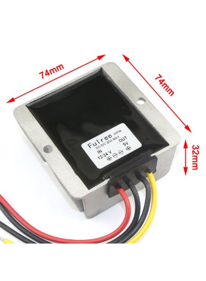 DROK - 90068 DC 12v to 5v Converter, DC-DC 10v-35v 24v to 5 Volt Regulator, 20A Power Supply Module - Image 2